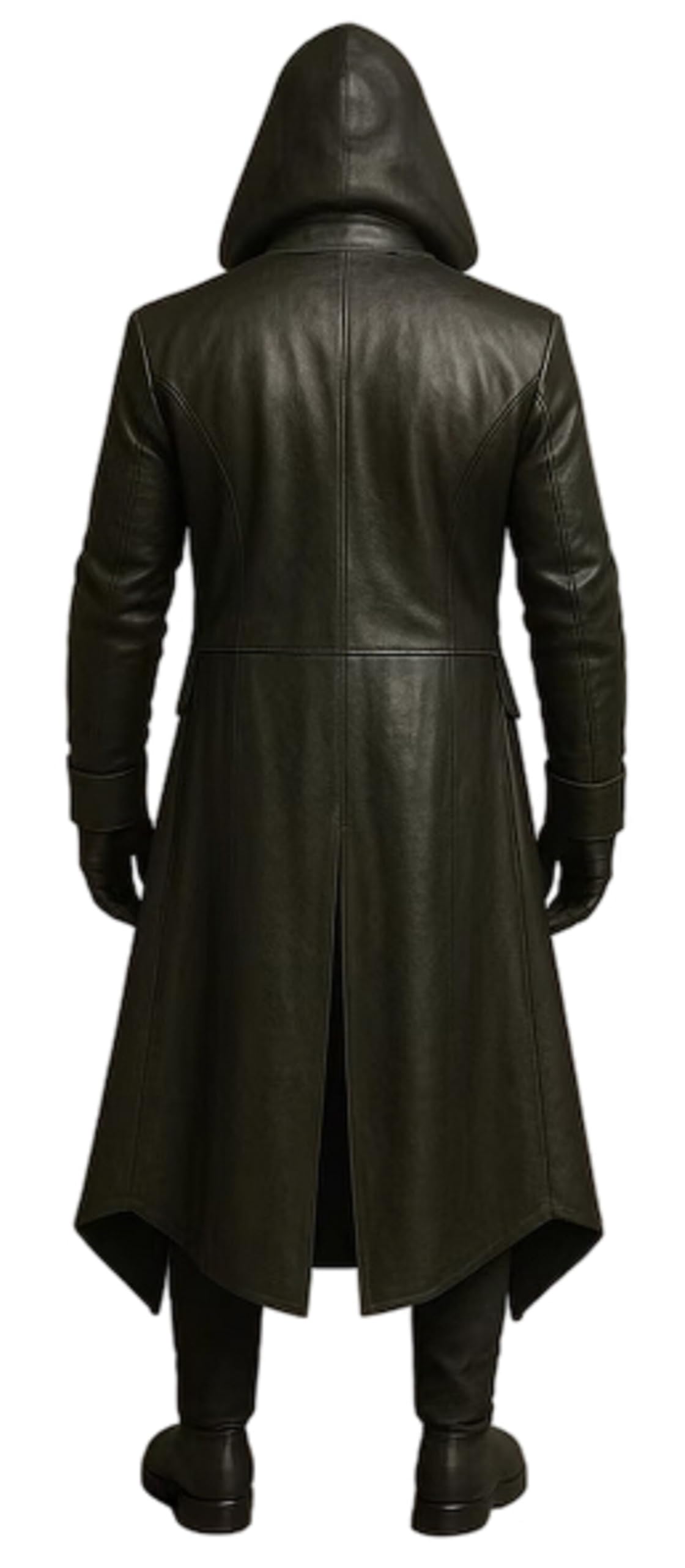 Trench in pelle di alta qualità con cappuccio, stile gotico vittoriano, Steampunk, giacca lunga da uomo, per Halloween, cosplay