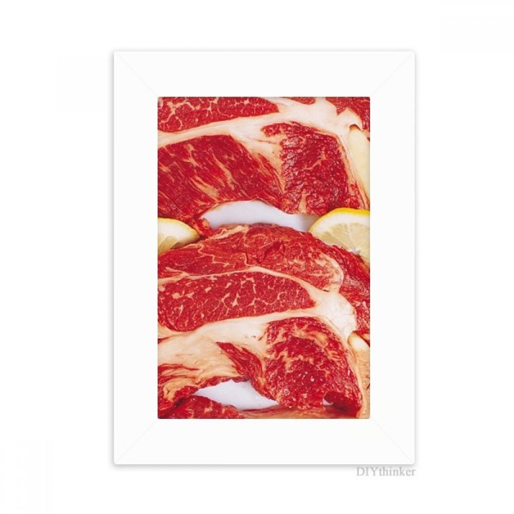 Marco de fotos 5x7 blanco con diseño de carne cruda para escritorio