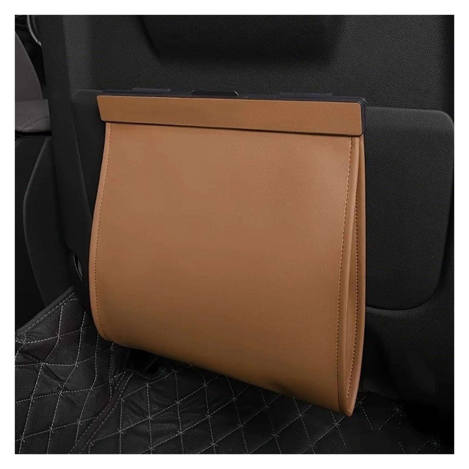 Auto Mülleimer 1Pc Müll Tasche Leder Auslaufsicher Magnetische Adsorption Lagerung Platzsparende Sitz Hängen Mülleimer Mini Autos Mülleimers(Brown)