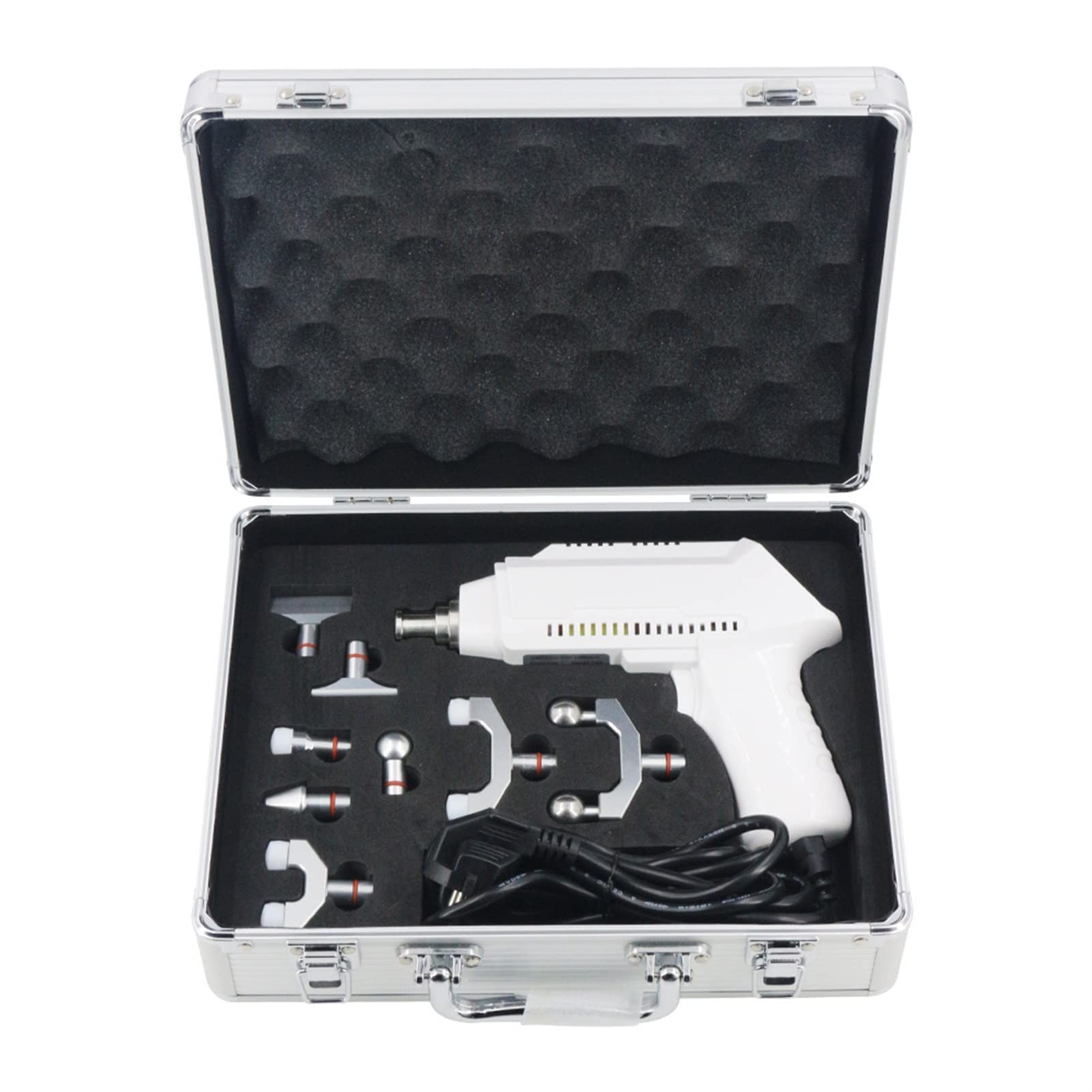 PEHUB Shockwave Therapy Machine Smart Chiropractic G-u-n Chiropractic G-u-n Neck And Lumbar Massager Bone-setting G-u-n for Plantar Fasciitis Treatment (Color : White, Size : Aluminum Case)