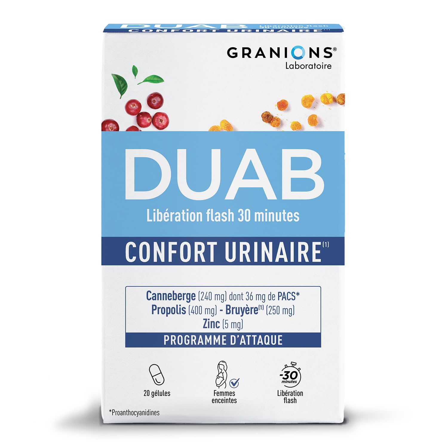 Granions - Duab - Confort Urinaire Femme - Programme D'Attaque - 20 Gélules