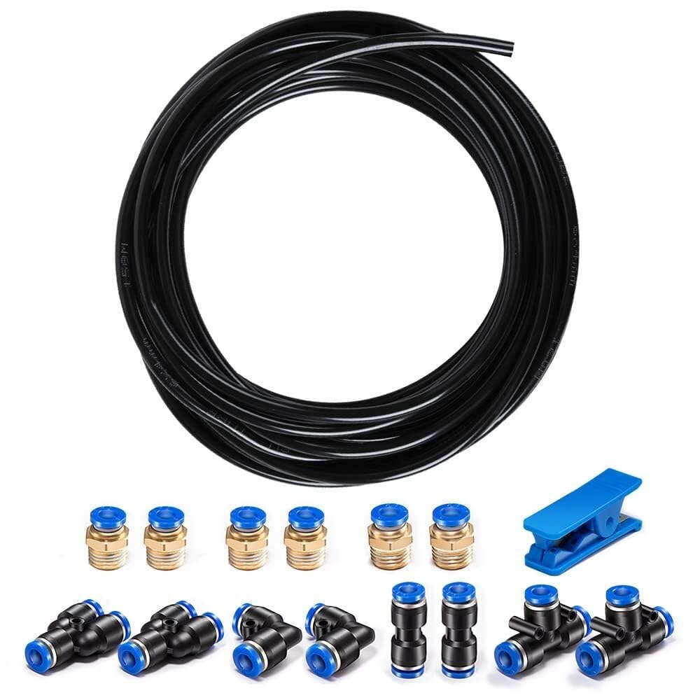 Kit tubo pneumatico PU 6mm OD 4mm ID, 12m tubo blu con 14 raccordi e