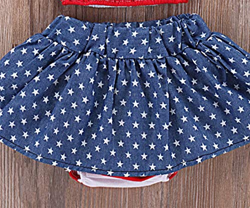 Lotucy Baby Girl Fourth Of July American Flag Tube Top Skirt Headband Clothes Set Independence Day Size 6-12 Months/Tag80 (Red) #TOP5