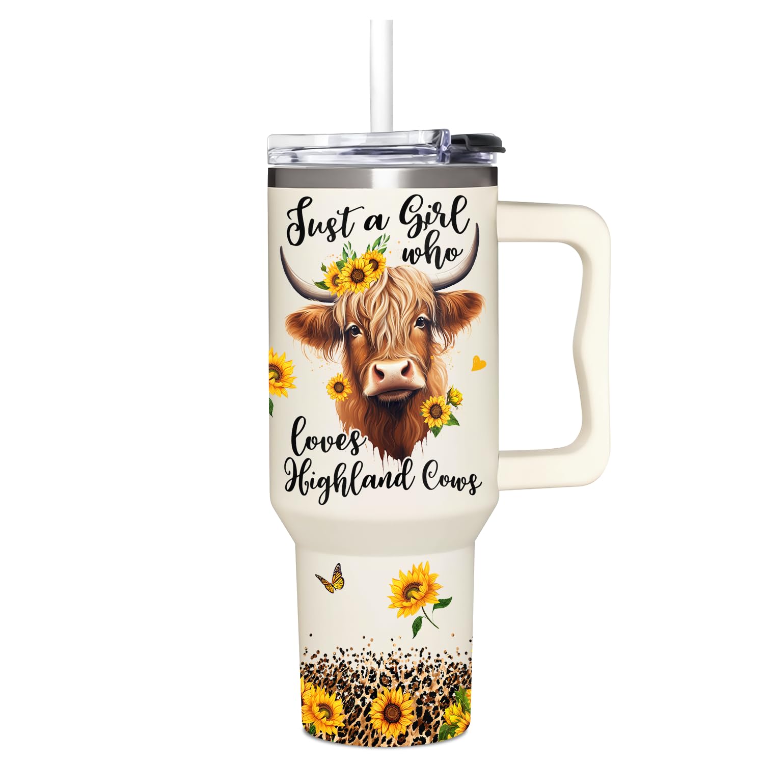AT2Z GLOBAL Highland Cow Gifts - Cow Gifts for Woman for Cowgirls - Birthday Gifts for Female Farmers for Cowgirl - Farming Gifts - Cowgirl 40Oz