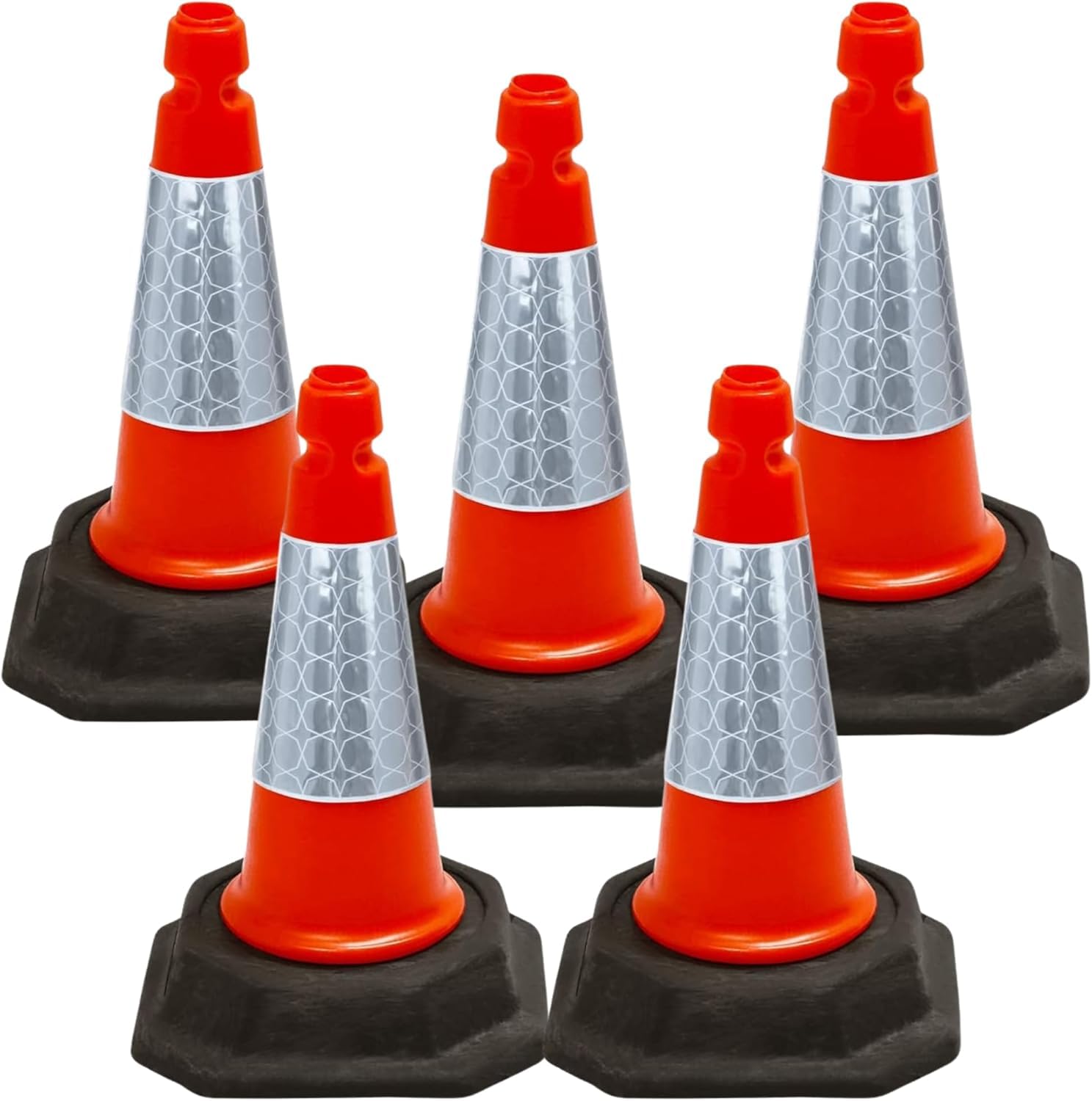 Street Solutions UK - 5 x 460mm Tall Traffic Cones Reflective Sleeve For Indoor And Outdoor Usage, Self Weighted Cones Are Manufactured In The UK Orange