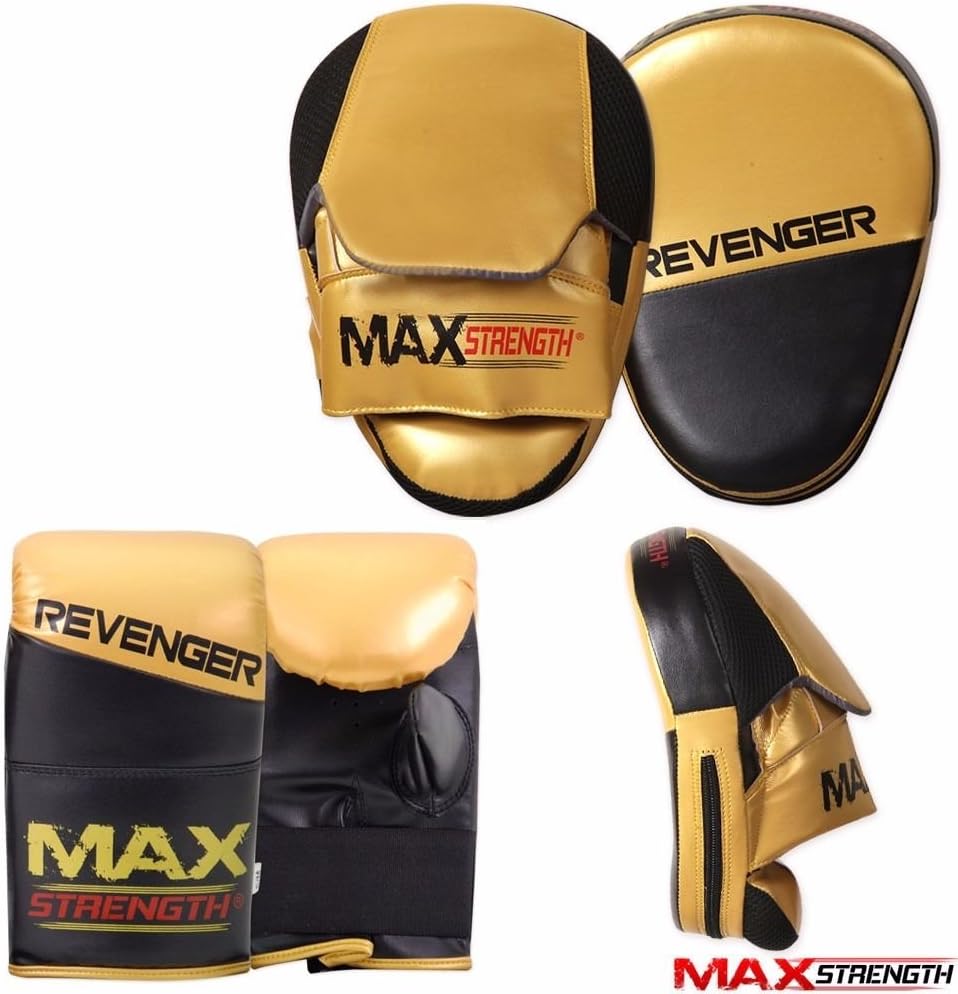 Hit 'Em Hard focus pads and bag gloves hook and jab