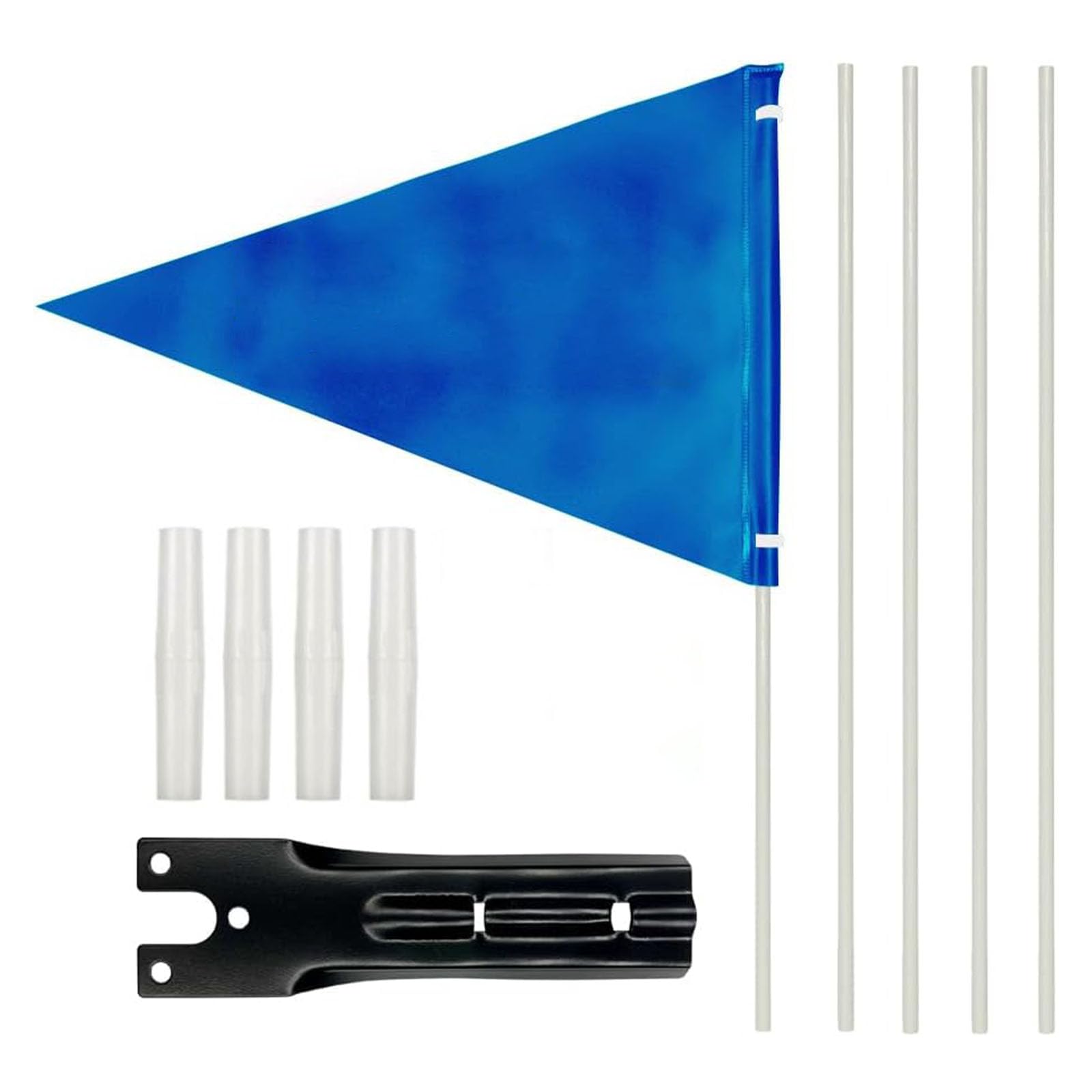 Bicycle Safety Flag Pole 6 Inch Flag Pole Fiberglass Pole Polyester Bicycle Safety Flag Tear Resistant Waterproof Blue Safety Flag