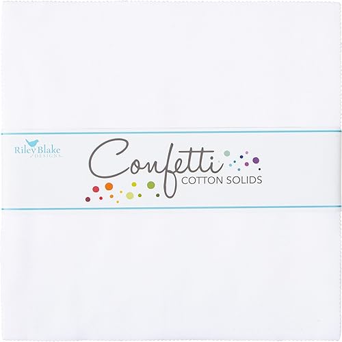 RILEY BLAKE DESIGNS White Blake - Paquete precortado apilador de 10 pulgadas, 42 piezas, confeti de algodón, Riley