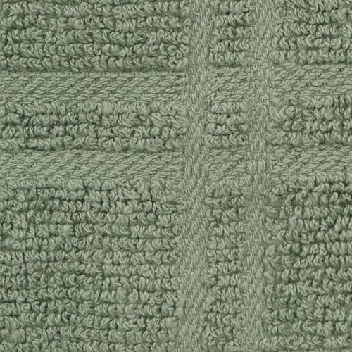 Image of Ritz Premium 100% Cotton Solid and Multi Check Kitchen Tie Towel, Absorbent, Super Soft, and Fast Drying Hang Towel, Set of Two, Juniper