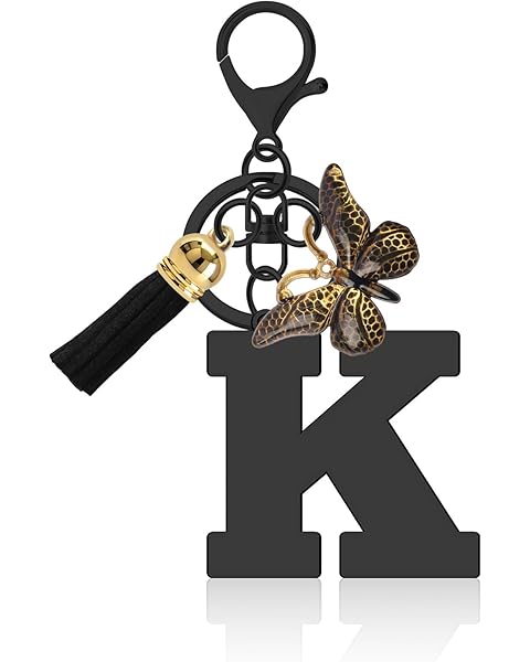 Initial Letter Keychains for Women A-Z Alphabet Letter Keychain with Tassel Butterf...