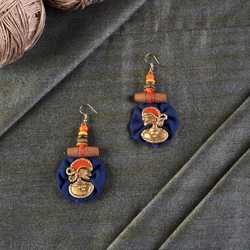 Image of Royal Queen & Empress Handcrafted Tribal Dhokra Earrings Collection for Women - Wooden, Fabric & Round Statement Ethnic Designs in Multiple Colours
