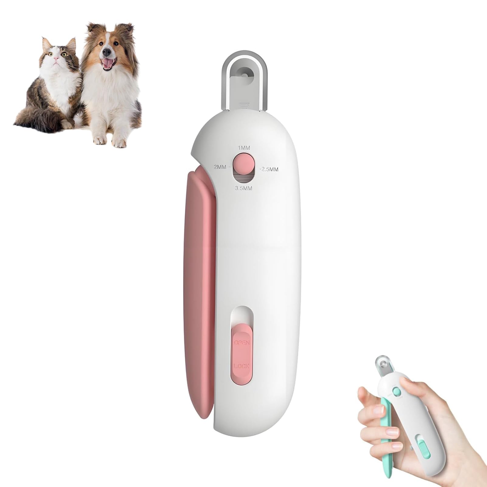 Celery Pets Nail Clippers, Adjustable Cat Nail Trimmer, 2025 Upgraded Cat Grooming Tool, Round-Hole Trimmer for Beginners with Dust Storage, Pet Nail Clippers for Small Large Cat and Dog (Pink)