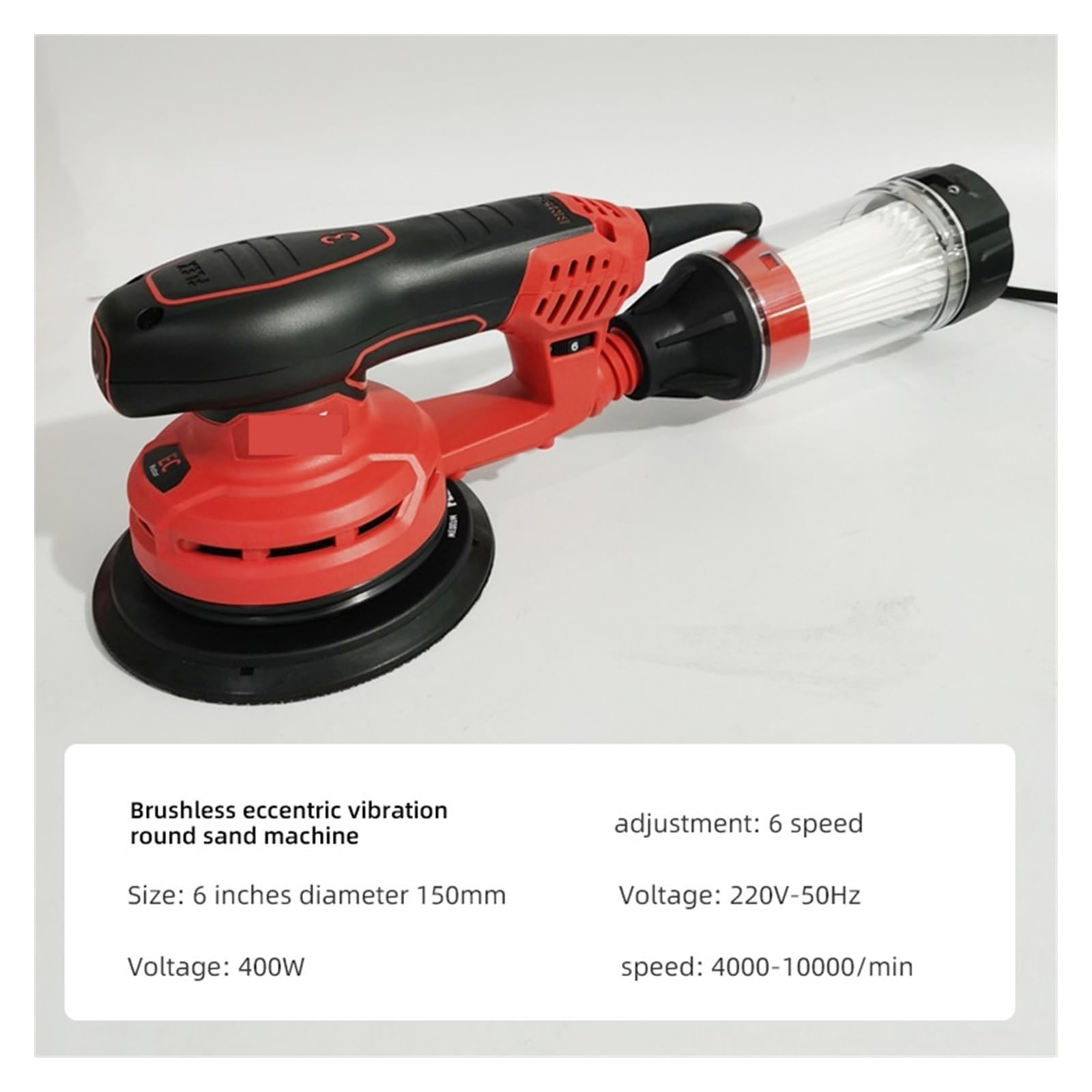 lijadora de pared, Máquina de pulir de 6 pulgadas, masilla de cabeza de vacío multifunción eléctrica Orbital for pulidora de coche, lijadora de esquinas de madera(Eccentricity 5mm)