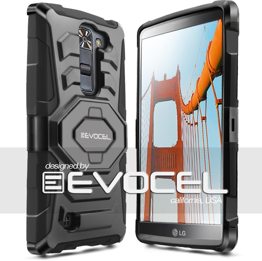 Evocel New Generation Series Phone Case Compatible with LG K7, LG Tribute 5, LG Escape 3, LG K8 with Belt Clip Holster and Kickstand, Black