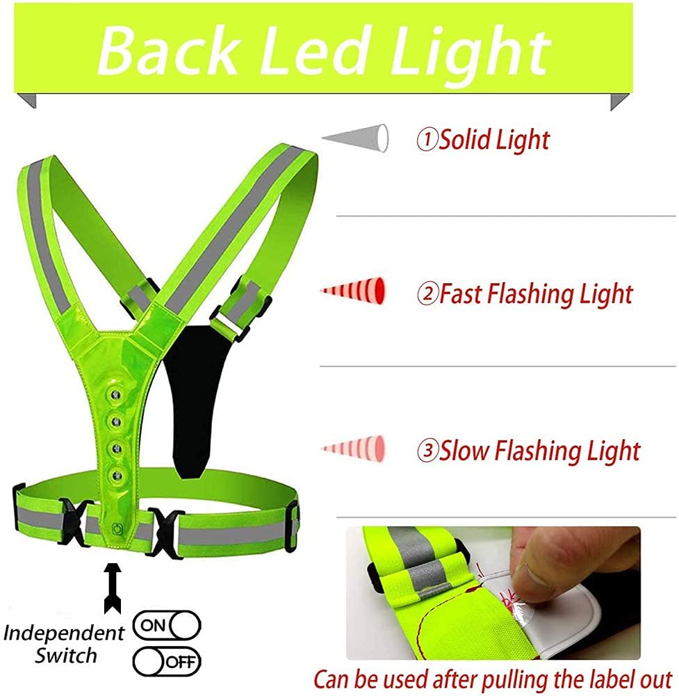 JJJ Gilet réfléchissant LED, Gilet réfléchissant Gilet Haute visibilité Gilet de sécurité réglable for la sécurité extérieure for la Nuit en Marche à la Moto Cyclisme et Chien de Marche de Chien