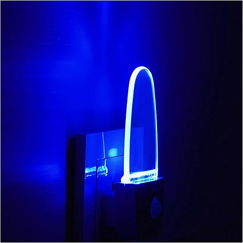 GREENIC Paquete de 2 luces nocturnas con sensor de movimiento azul enchufables, lámpara de luz nocturna con detector de movimiento LED de 0.5 W,