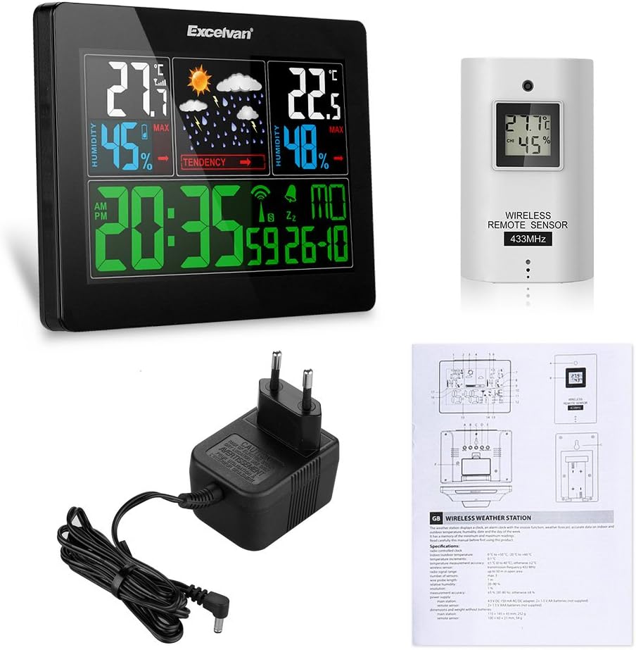 All components of the Excelvan Color Weather Station
