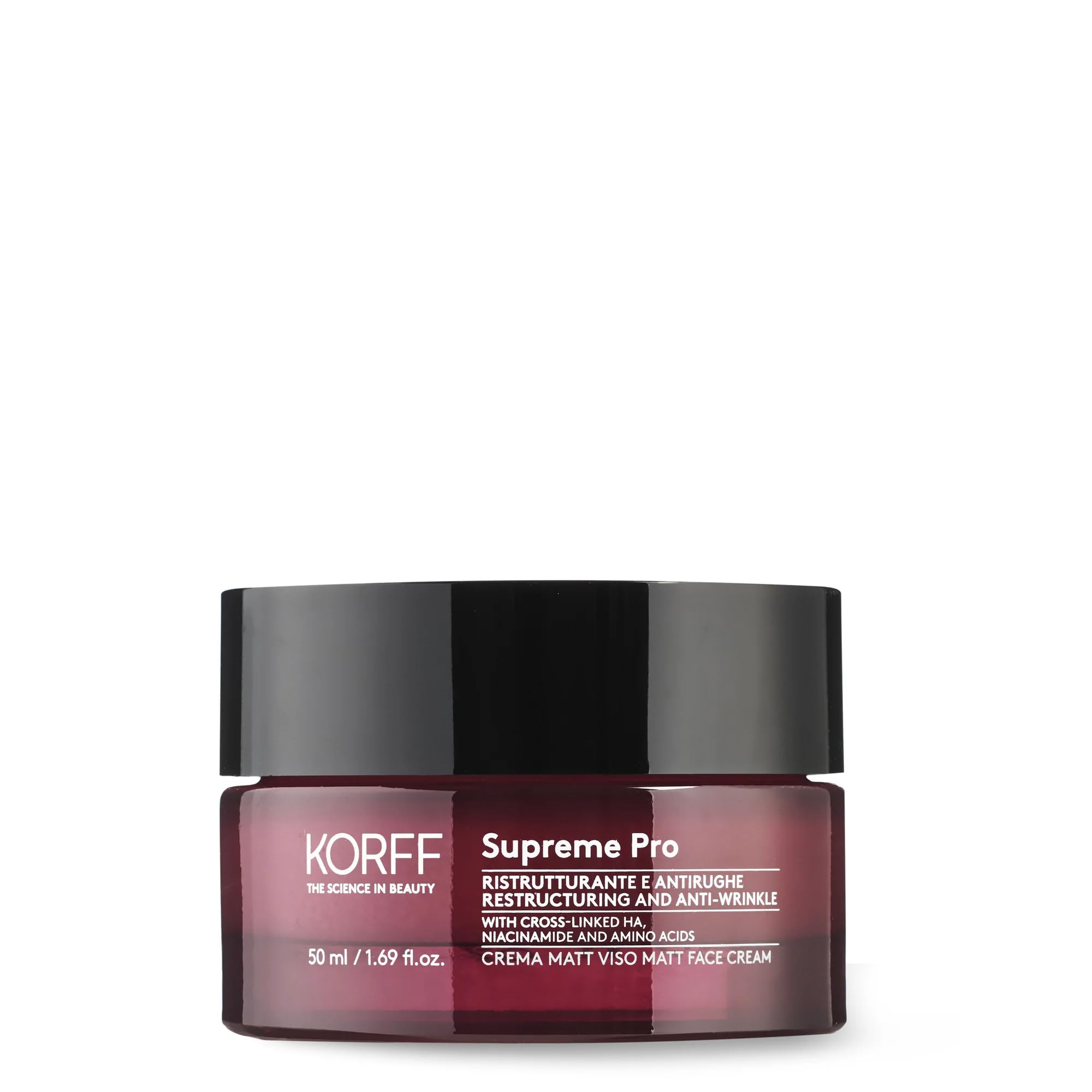 Korff Supreme Pro Crema Viso Matt, Ristrutturante e Antirughe, con Acido Ialuronico, per Tutti i Tipi di Pelle, Confezione da 50 ml