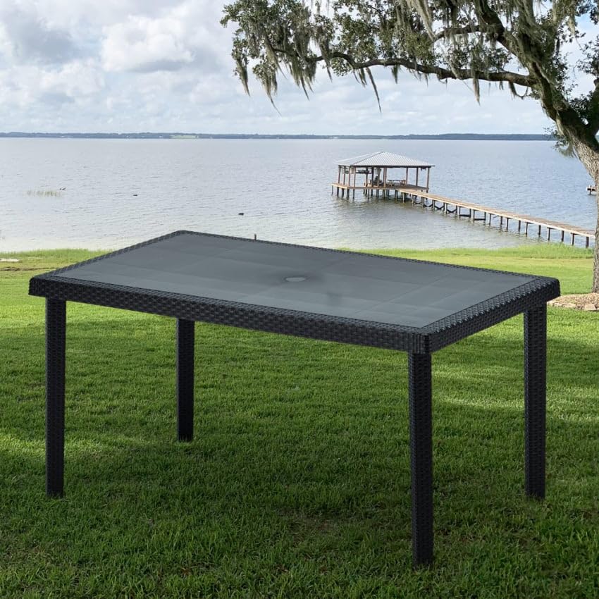 Produce Shop Tavolo Poly Rattan Rettangolare 150x90 Grand Soleil Boheme - Nero