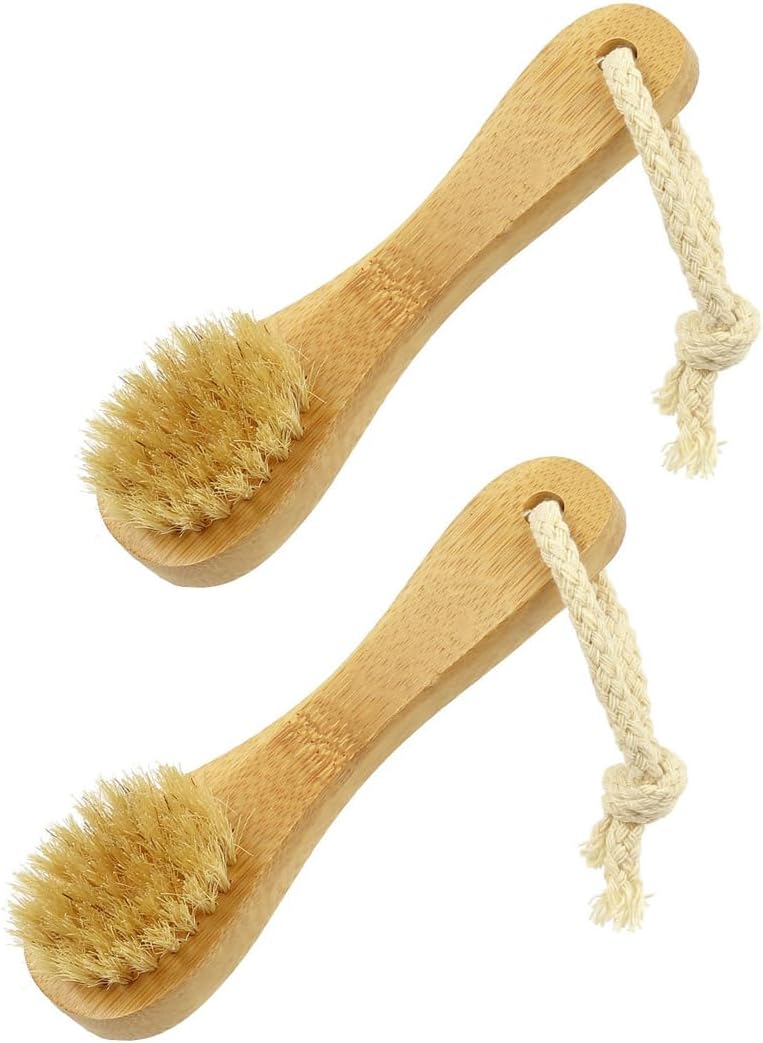2 Pack 5.7″ Bamboo Handle Dry Facial Cleansing Brush with Natural Boar Bristles, Face Brush Cleanser Skin Care Exfoliating Brush Scrubber. 2 Pack 5.7″ Bamboo Handle Dry Facial Cleansing Brush with Natural Boar Bristles, Face Brush Cleanser Skin Care Exfoliating Brush Scrubber.
