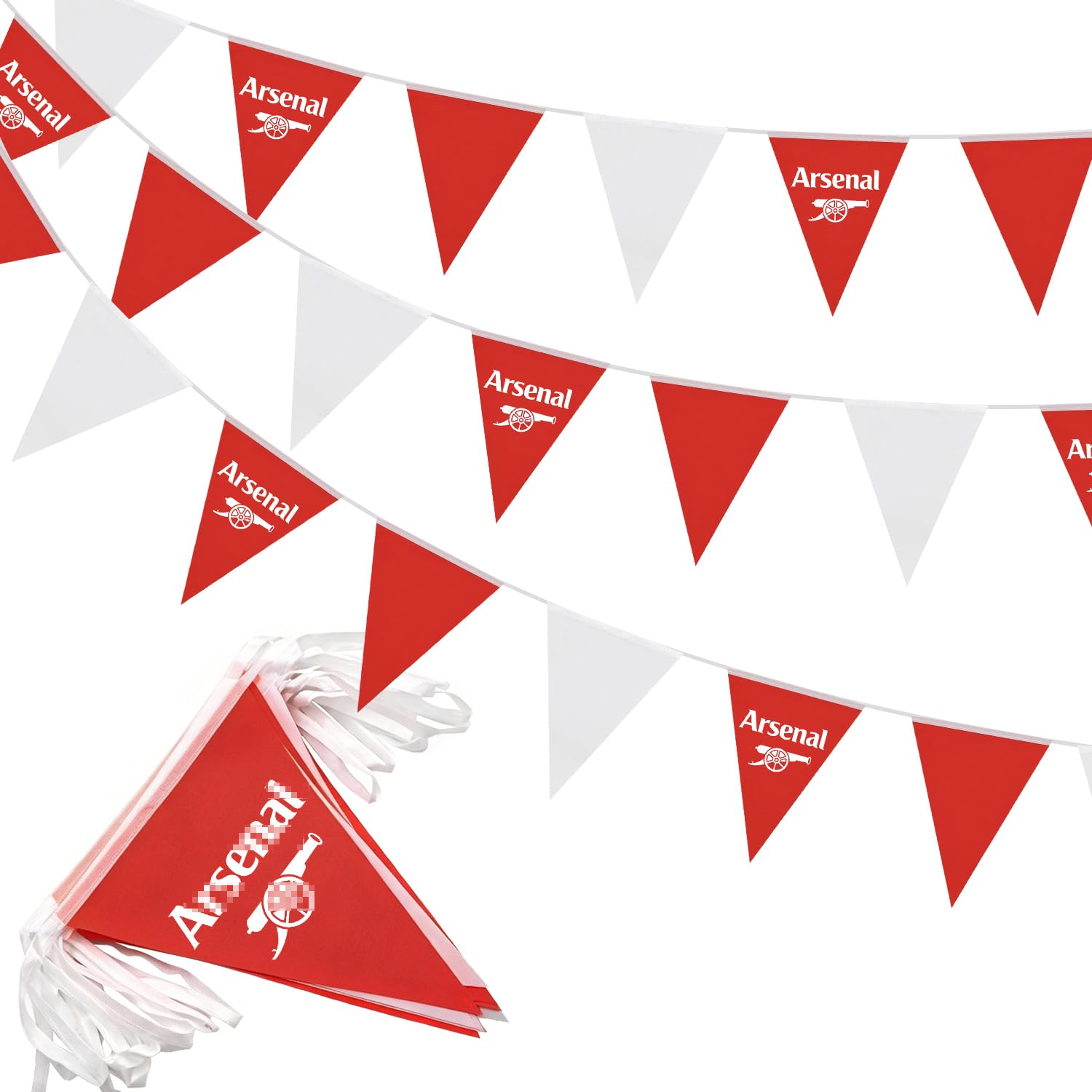 20M 52Pcs Red White Bunting, Arse-nal Bunting for Arse-nal Football Party Outdoor Garden Decoration