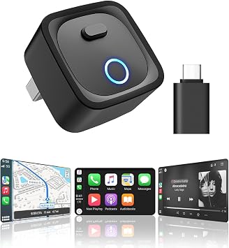 Holdsound Wireless CarPlay Adapter, Plug & Play Fast Connection, Universal for Cars with Factory Wired CarPlay/Android Auto 2016+ Model, iOS 10+/Android 11+Carbon Black