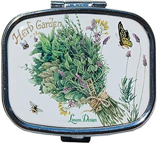 Lissom Design Pastilleros - Pastillero pequeño para bolso o bolsillo, organizador de viaje para medicamentos o joyas, 2 compartimentos, jardín de
