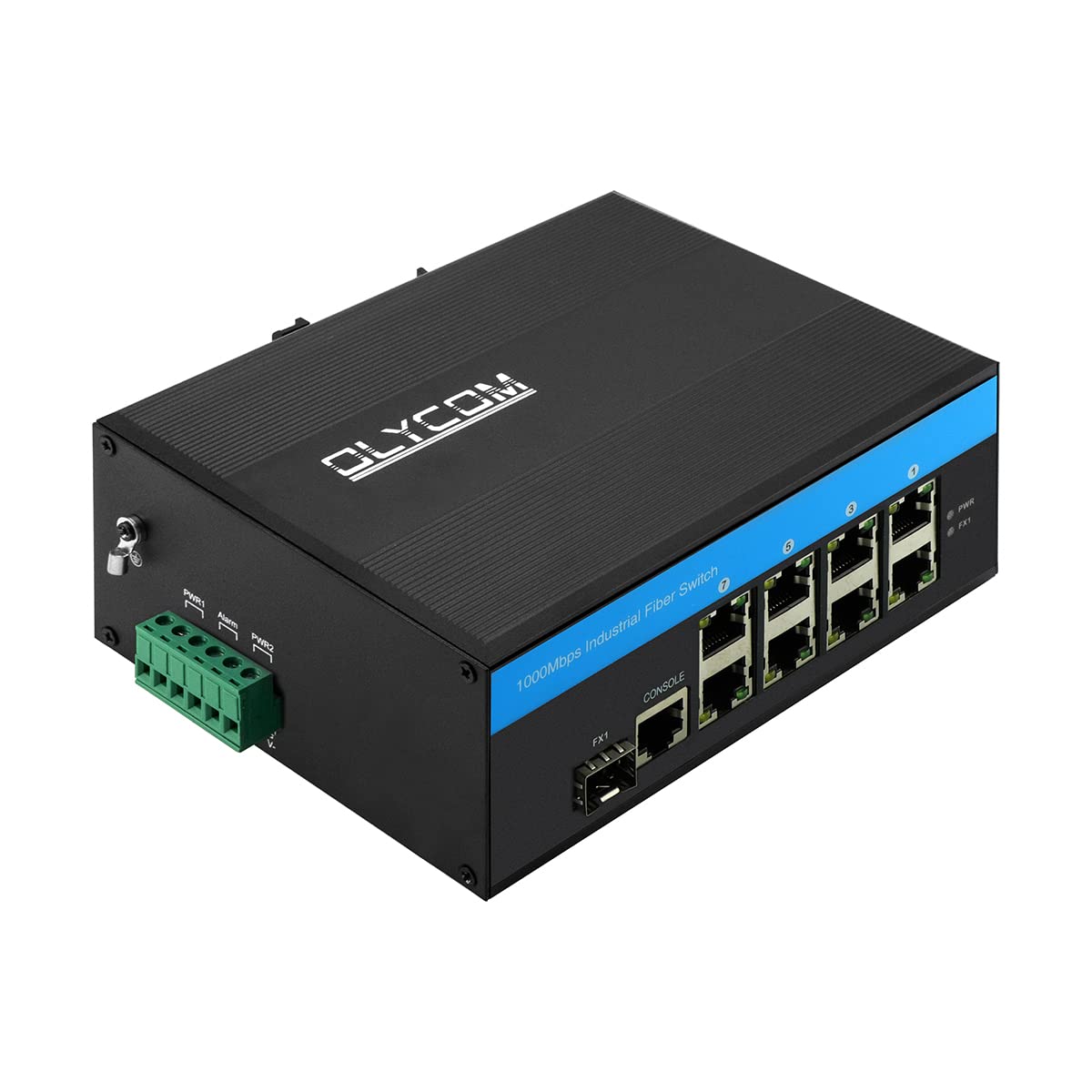 OLYCOM 9 Port POE++ 240W Outdoor 10/100/1000M L2 Managed SFP Switch 8 X Gigabit POE Ports 1 X SFP Slot DIN-Rail Mount with Vlan Qos LACP STP/RSTP