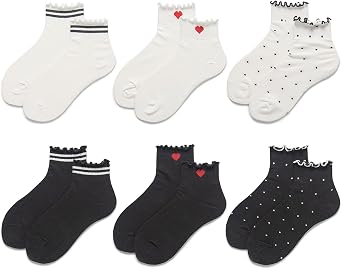 Milsil Ruffle Cute Girl Socks, Flanged Socks Love Stripe Cotton Student Socks Autumn/Winter