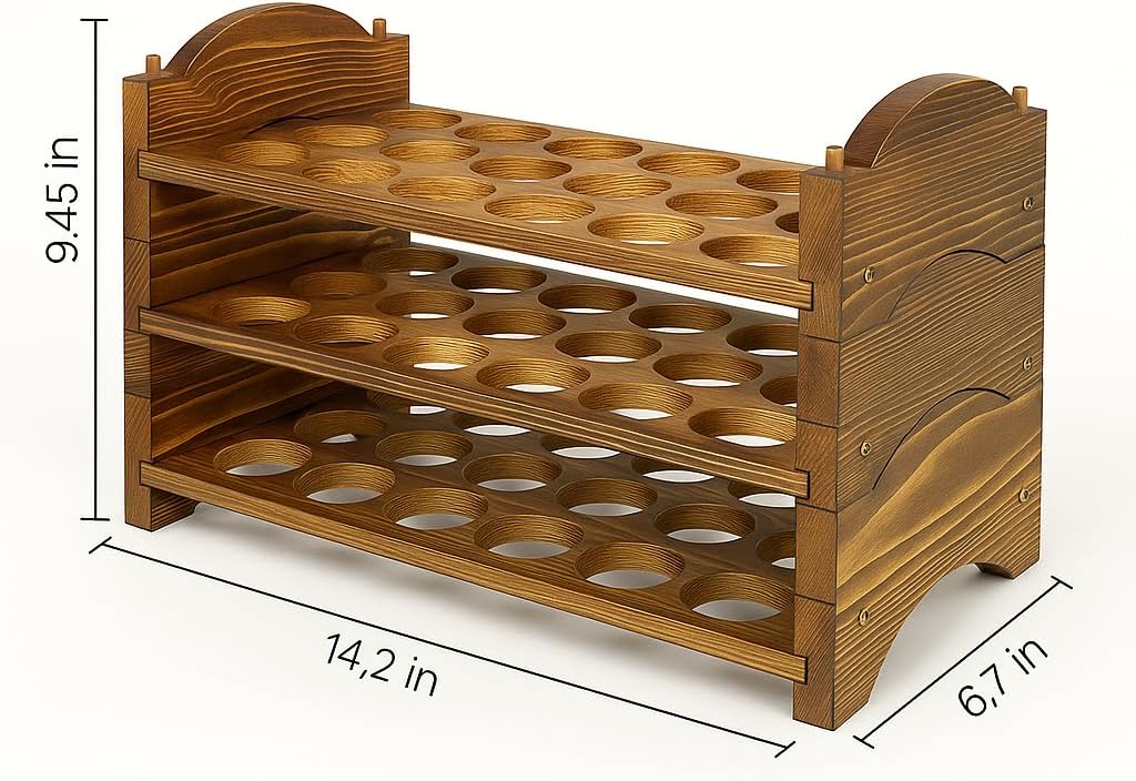 Wooden Egg Holder for Countertop, Holds 54 Eggs, 3-Tier Farmhouse Egg Organizer for Fresh Eggs, Stackable Egg Storage Rack for Kitchen, Rustic Pine Wood Egg Display Stand for Home & Country Decor - Image 5