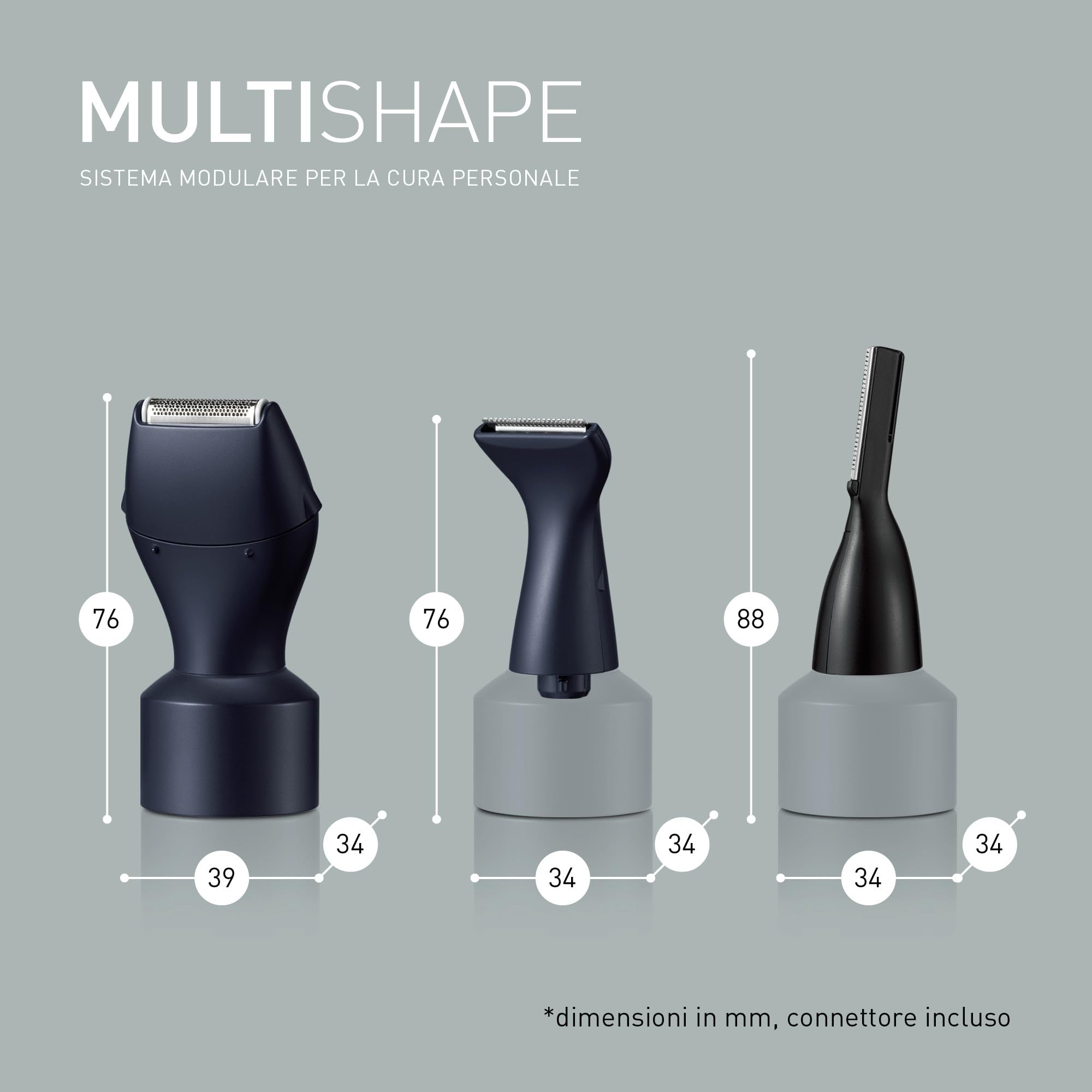 Panasonic ER-CDT1-A301 MULTISHAPE [Sistema Modulare per la Cura della Persona] Set di Accessori per Rasatura/Taglio Capelli, Regolabarba e Sopracciglia, Rasoio per Dettagli, Nero