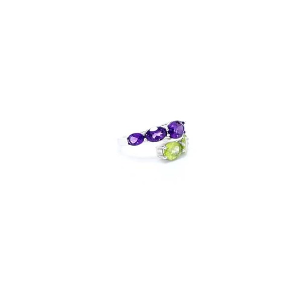 Cavill Edelsteinring Silber 925 Sterling, moderner Damenring mit 4,044 ct Amethyst & Peridot Ovalschliff in Lila-Grün, platiniert, Größe 16-20, stilvoller Schmuck