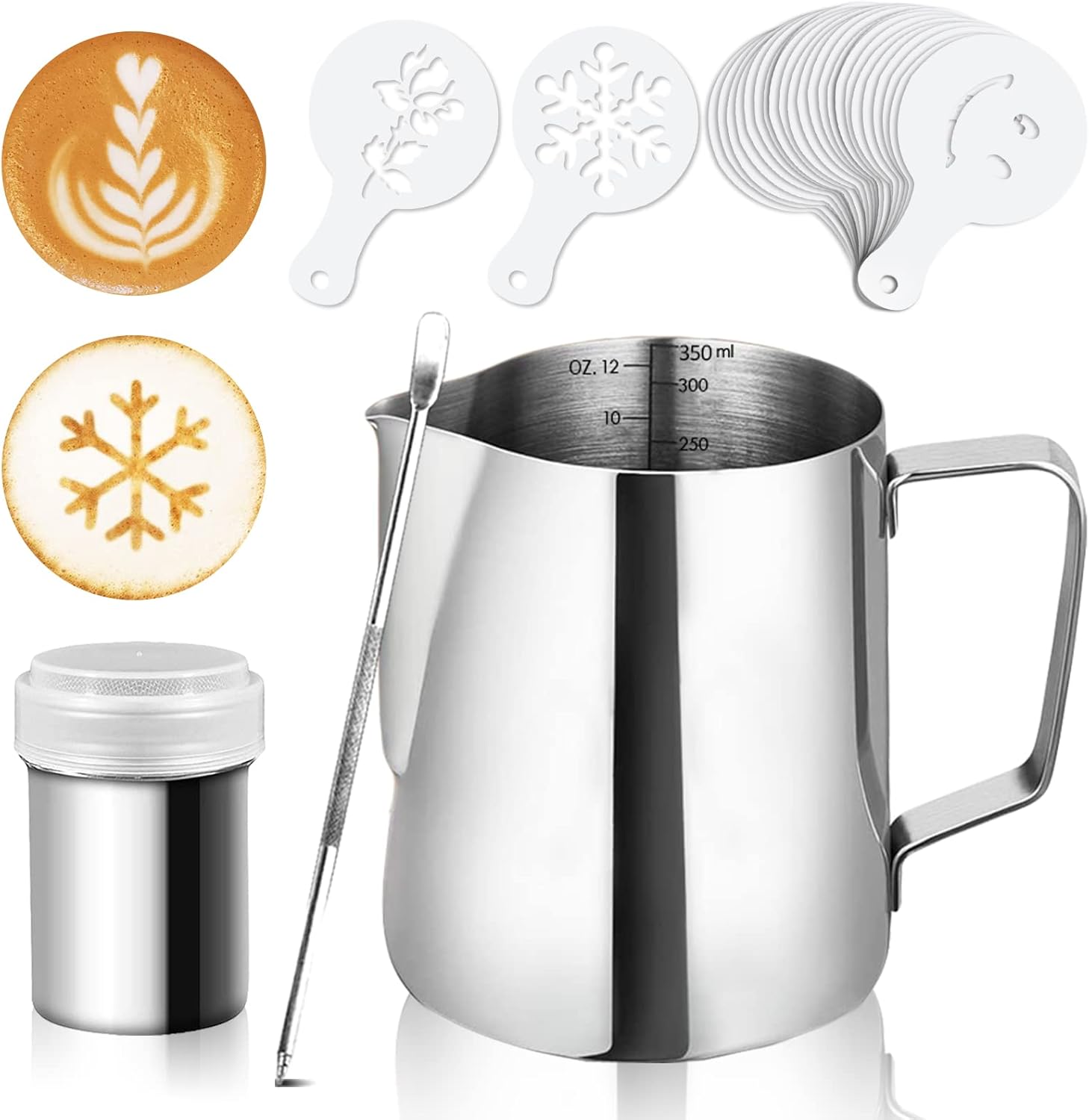 12oz/350ml Stainless Steel Milk Frothing Pitcher