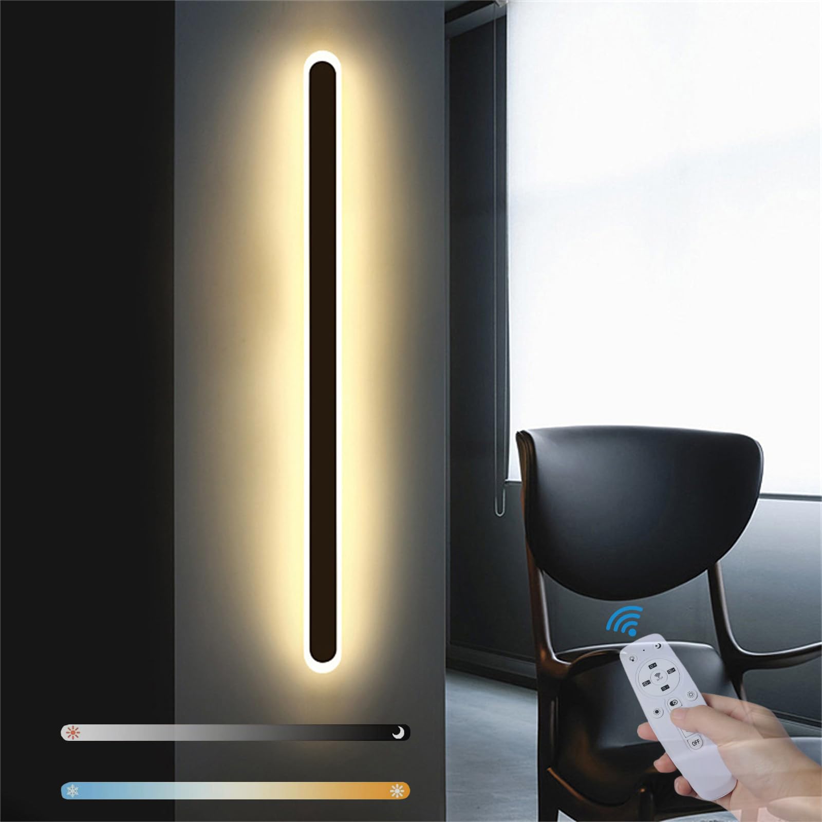 Aplique de Pared Interior LED Regulable de 80CM con Mando Moderno Acrílico 8