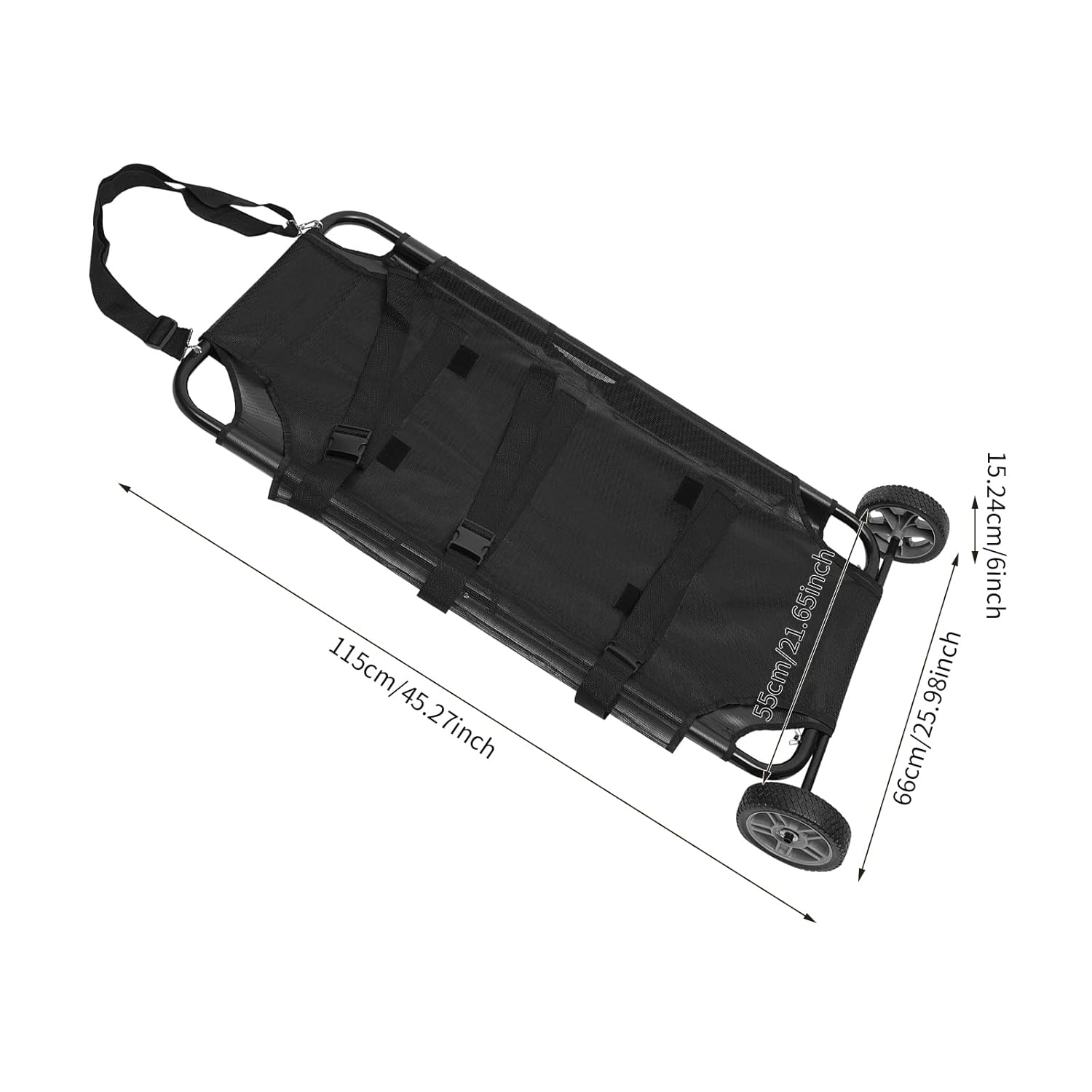 Black Animal Stretcher Pet Trolley, 45x27 Inch, Max 220lbs Capacity, Ideal for Large Dog Breeds, Veterinary Transport, Pet Emergency Care