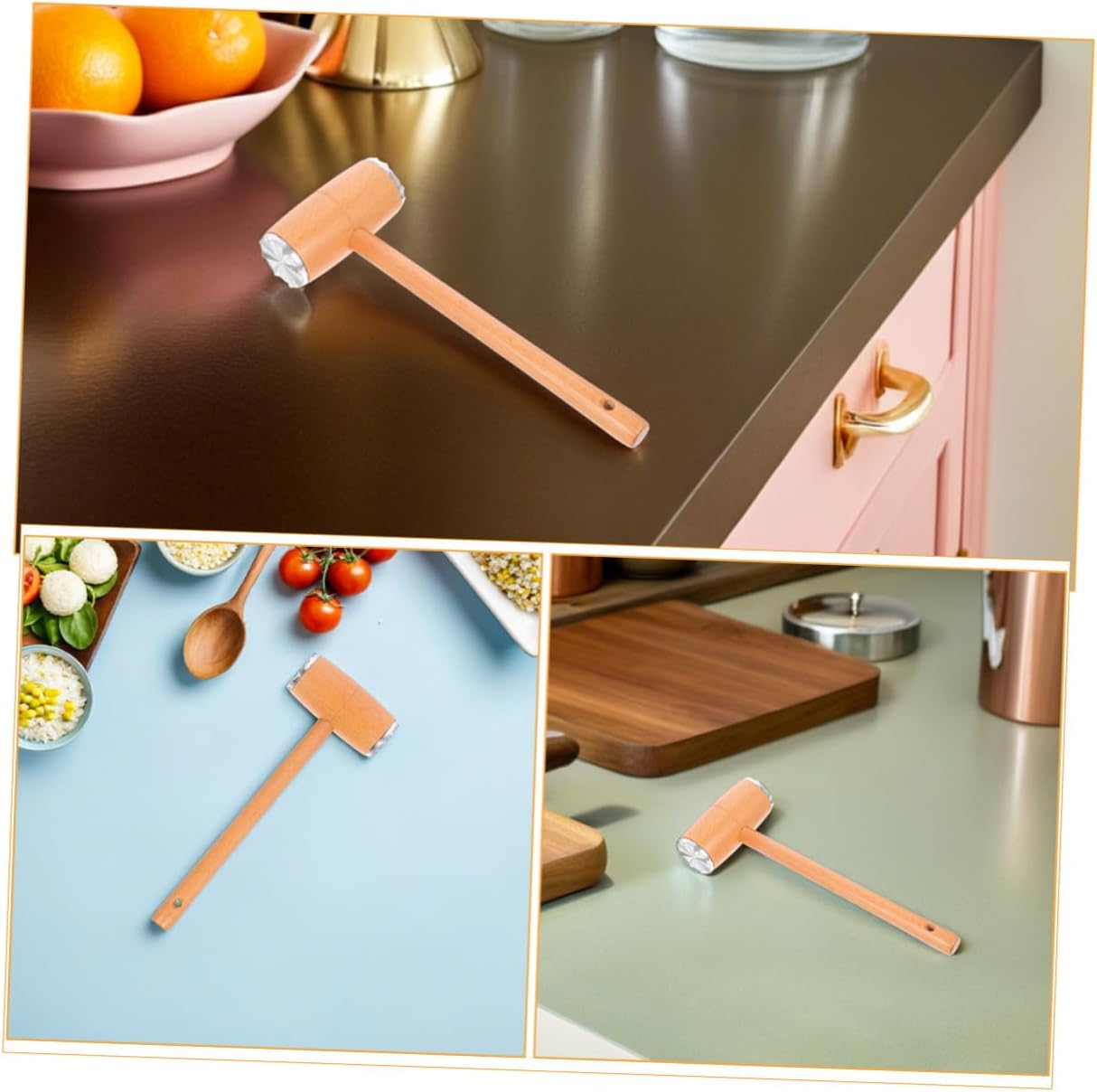 Amosfun 2pcs Meat Tenderizer Mallet Kitchen Hammer Beech Wood Dual-sided Meat Hammer Tool for Steak Chicken Beef Tenderizing