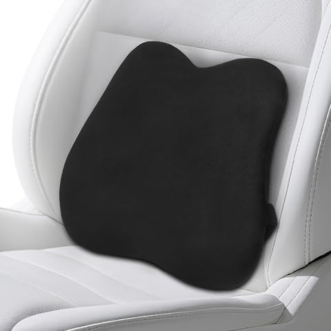 Cojin Lumbar Coche, Cojin Lumbar Silla Oficina Ergonómico, Almohada Lumbar con Esponja Memoria, cojín de Soporte Lumbar, Respaldo Lumbar para Silla Oficina, Coche, Negro