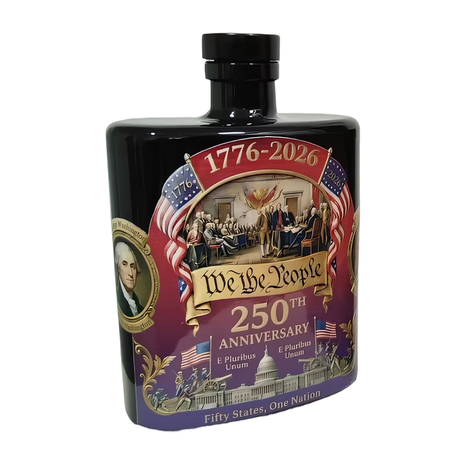 MALSSE Handcrafted Commemorative 250 Anniversary Whiskeys Dispenser Liquor Bottle Elegant Unique History Lover Historical Artifact Drinkware