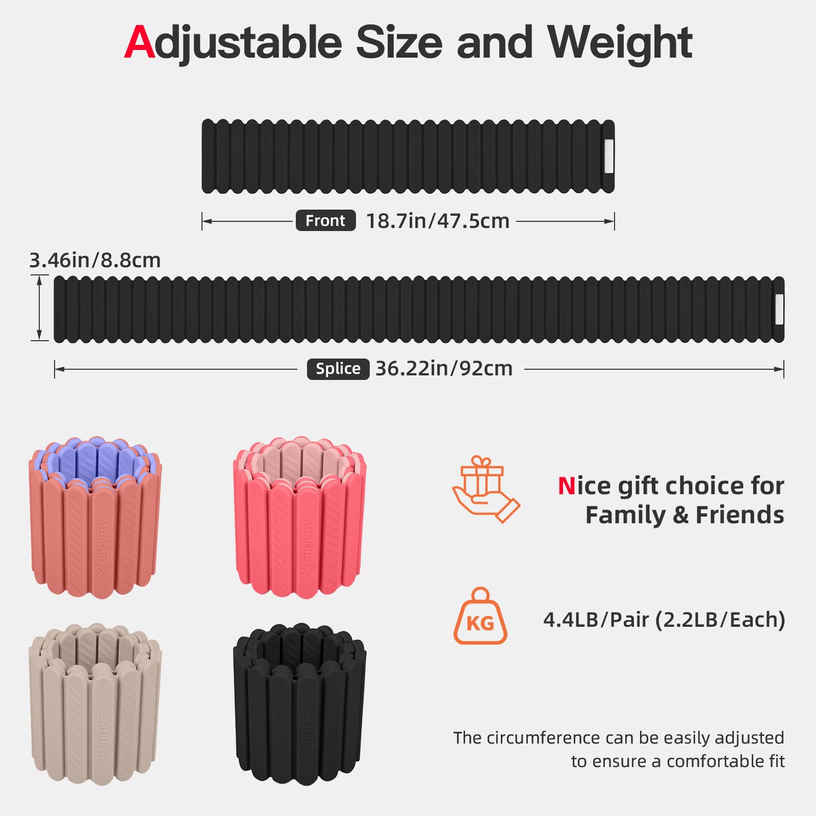 Abahub Pesi Magnetici Regolabili con Pesi 1kg Set da 2 per Polsi Caviglie | Polsiere per Palestra Domestica,Fasce con Pesi per Braccia e Gambe，Ankle Weights, Adatto per Yoga,Pilates, Jogging