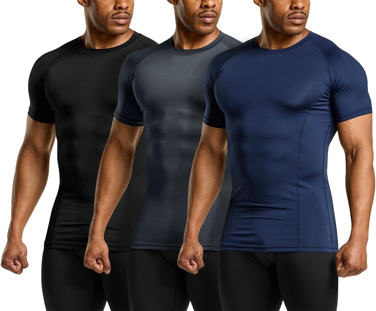 ATHLIO Men's Cool Dry Short Sleeve Compression Shirts, Sports Baselayer T-Shirts Tops, Athletic Workout Shirt - Image 2