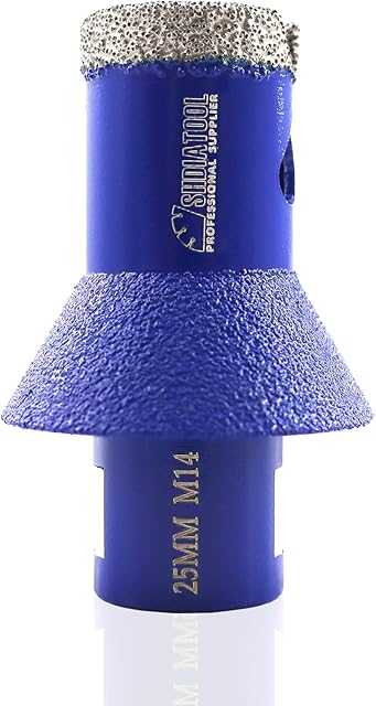 SHDIATOOL Diamond Drill Bits 25mm Chamfer-bits M14 for Hole Drilling and Beveling Shaping Enlarging Trimming in Porcelain Tile Ceramic Marble Granite Stone