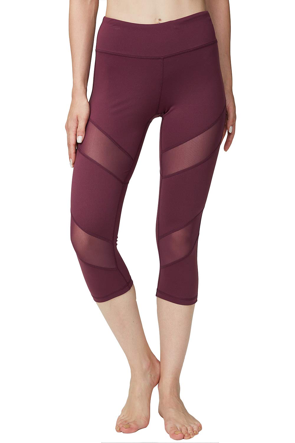 ONGASOFT Womens Capri Legging Yoga Pants Mesh Exercise Workout Leggings W Pocket