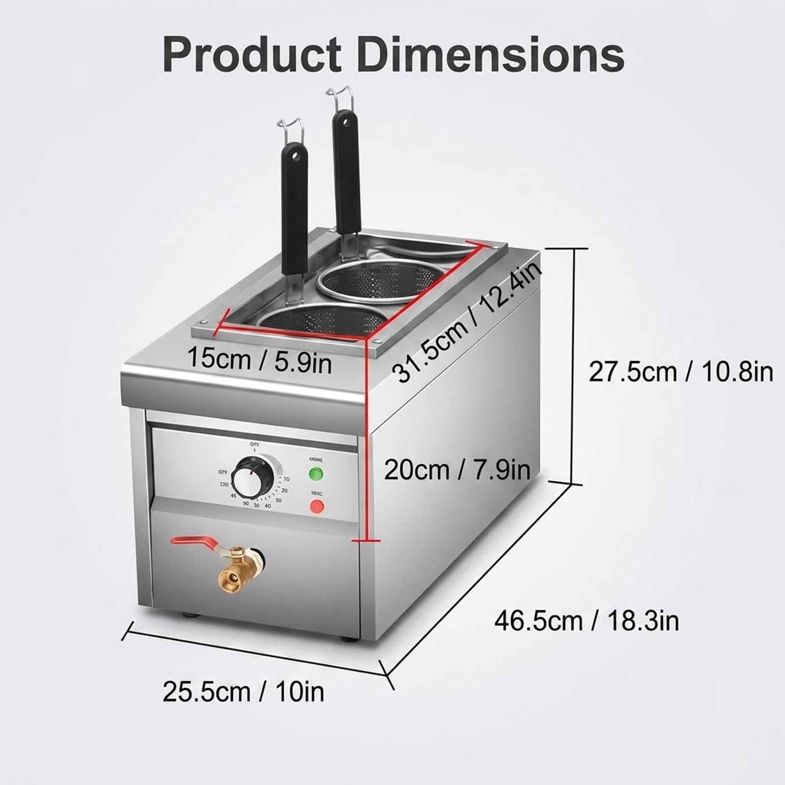Cuocipapa Professionale A 2 Fori, Bollitore Elettrico Per Pasta Da 2,5 Kw Con 2 Cestelli, Controllo Preciso Della Temperatura Da 30 A 110 °c, Ideale Per Ristoranti E Mense.