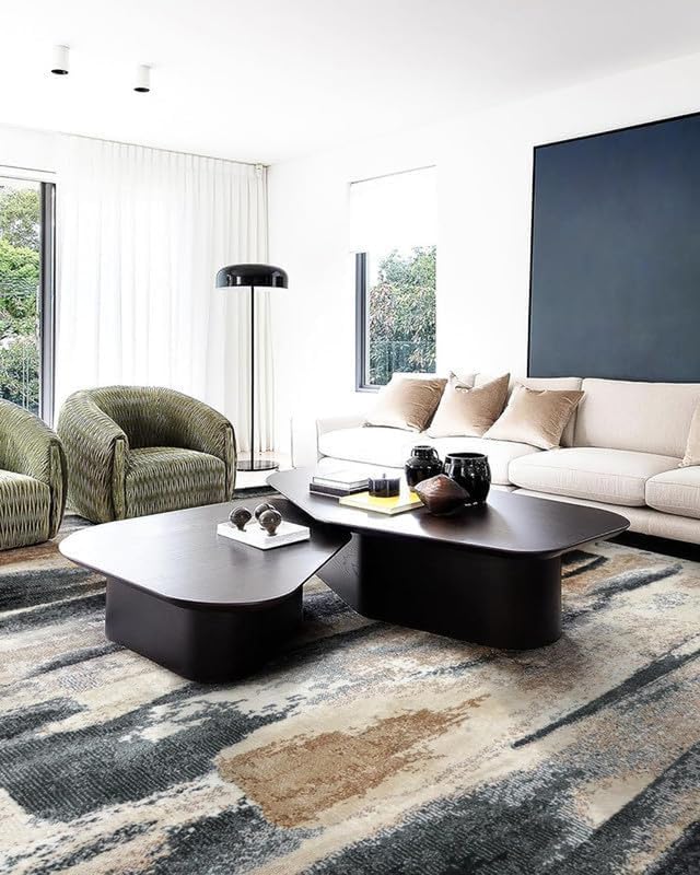 Image of 5 x 7 Feet Modern Carpet for Living Room | Non-Fade Soft Floor Rug for Hall & Bedroom | Easy Clean & Non-Slip Backing