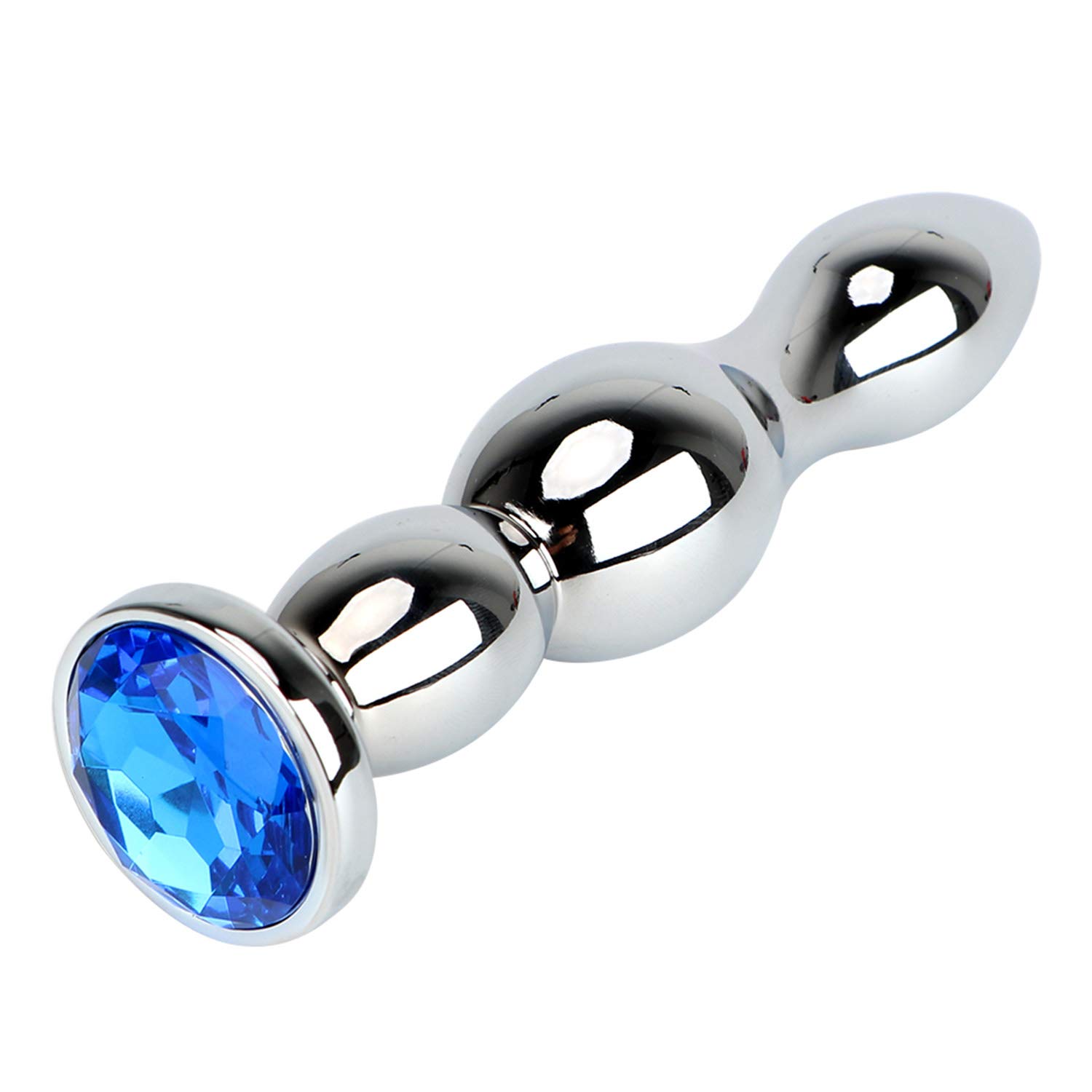 DayOn All Like It Big Size Jewel anale Plu-g Stainless Steel Long But-t Plu-g Metal anale Beads Product erothic to-ys for Women and Men Blue OneSize