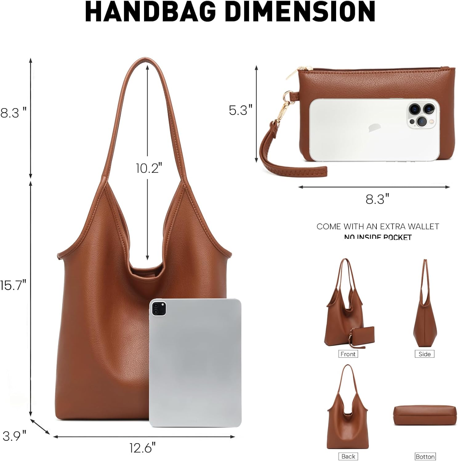 Hobo Bags Purse for Women Soft Slouchy Hobo Shoulder Bag Designer Ladies Large Leather Everyday Handle Handbag