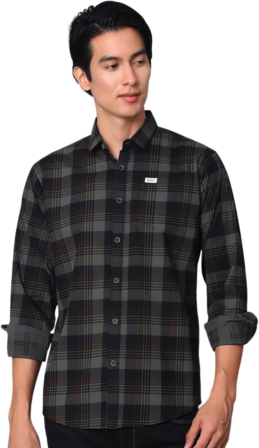 Majestic Man Comfort Cotton Slim Fit Checked Casual Shirt for Men