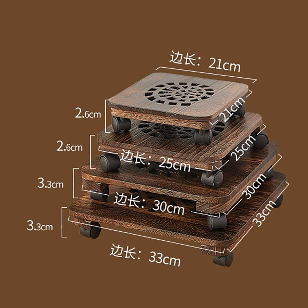 Plant Trolley Plant Pot Trolley,Wood Plant with Wheels,Indoor Outdoor Planter Trolley Casters Rolling Coaster with Wheels,Movable Flower Pot Tray,Planter Pallet for Home Garden (Square Style