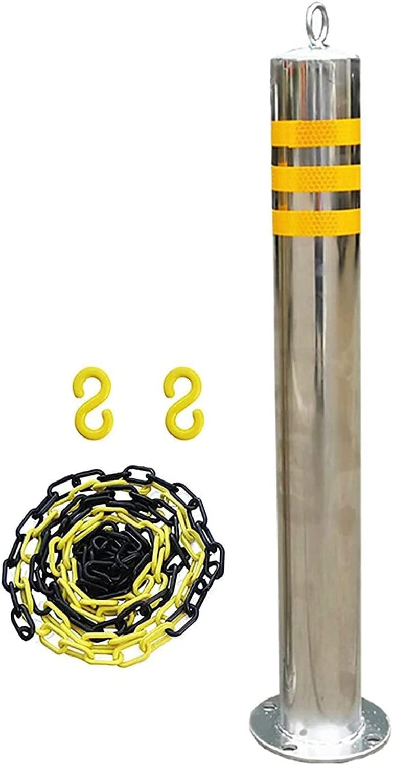 SaryEdge Heavy Duty Parking Bollard Barrier Posts with Reflective Surface for Driveway Security and Traffic Control,