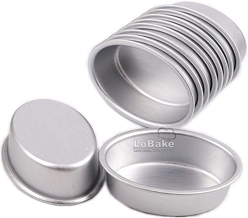 Miniatura 3 de LoBake 10 piezas de tamaño mini ovalado con forma de huevo de aleación de aluminio de metal para queso molde para pasteles, molde de pan, soporte